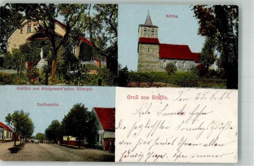 Stöffin 1918 Gräflich Königsmark'sches Rittergut Dorfstraße Dorfkirche