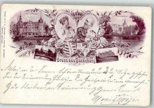 Bückeburg 1900 Wappen Fürst und Fürstin Schlösser