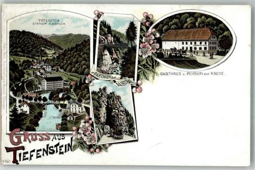 Tiefenstein Lithographie Albtal Gasthaus zur Post