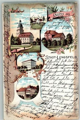 Stadtlengsfeld 1909 Lithograpie Schloss Alte Burg Schützenburg