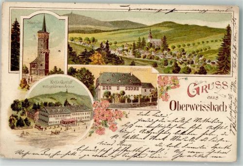 Oberweißbach 1903 Gasthaus zum goldenen Anker Fröbelturm Fröbelhaus