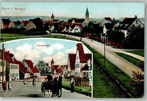 Feucht 1913 Gasthaus zum Bahnhof Hauptstraße