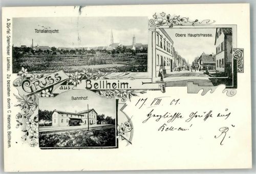 Bellheim 1901 Adelskorrespondenz Obere Hauptstraße Bahnhof
