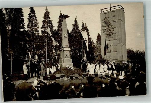 Dürscheid Krieger Denkmal Feier Kranz-Niederlegung Rot-Kreuz-Fahnen Ort lt. Stempel