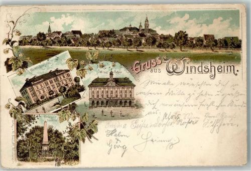 Bad Windsheim 1897 Pfarrtöchterheim Altes Rathaus Kriegerdenkmal
