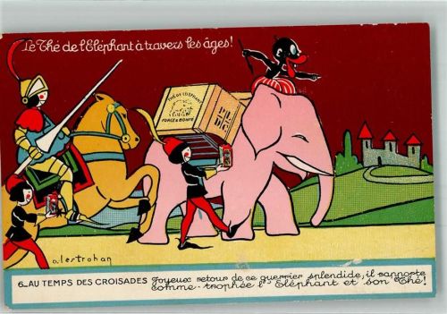 Marseille 1920 - 1930 Nr. 6 Elefant Tee Werbung Le The de Elephant sign. Aestrohan Schwarzafrikaner