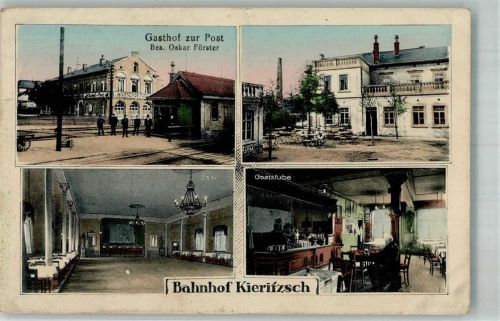 Kieritzsch 1918 Bahnhof Kieritzsch Gasthaus zur Post Gaststube Saal