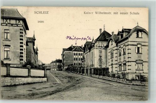 Schleiz 1909 Kaiser Wilhelmstrasse Neues Schulhaus