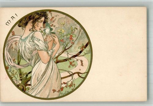 Mai Monatskarte Jugendstil Gebrauchsspuren Scan genau beachten