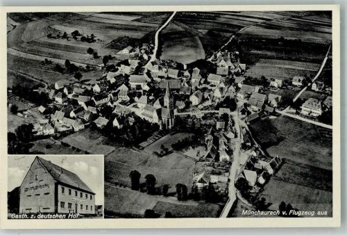 Münchaurach Fliegeraufnahme Kirche St. Peter und Paul Gasthaus zum deutschen Hof