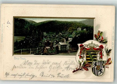 Thal Passepartoutkarte Bad Thal Wappen RS. Hotelstempel Hotel Adler