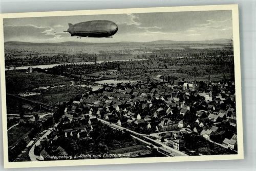 Neuenburg Fliegeraufnahme Zeppelin-Luftschiff über Neuenburg Rhein
