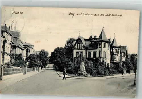 Gießen 1912 Berg- und Gartenstrasse Jahndenkmal