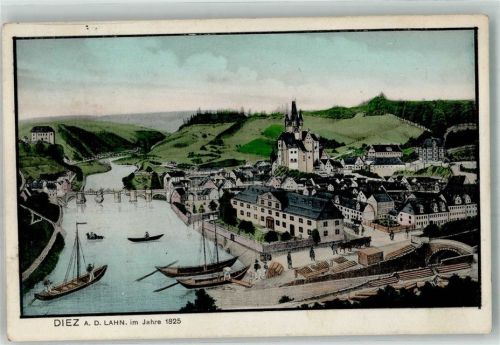 Diez 1915 Diez im Jahre 1825 DieLahn Frachtkähne