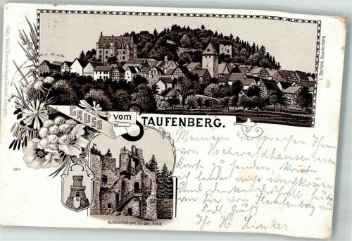 Staufenberg Wappen Aussichtsturm Burgruine Bahnpoststempel