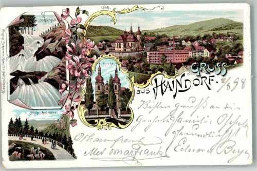 Hejnice 1898 Kirche Stolpichstrasse Stolpichfall