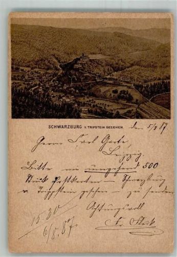 Schwarzburg 1887 Gebrauchsspuren Scan genau beachten! Lithographie