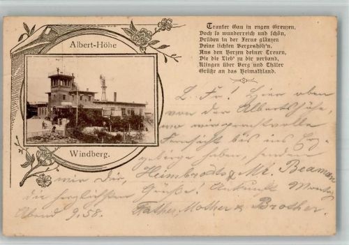 Windberg 1895 Vorläufer Druck um 1890 Albert Höhe Gedicht