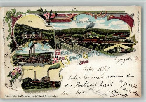 Zastavka 1899 Fabrik Giesserei Zeche Bahnof Lithographie