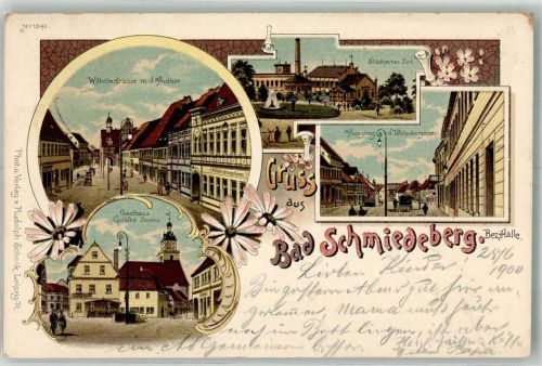 Bad Schmiedeberg 1900 Autor Wittenbergerstrasse Stadt-Bad Gasthaus Goldene Sonne
