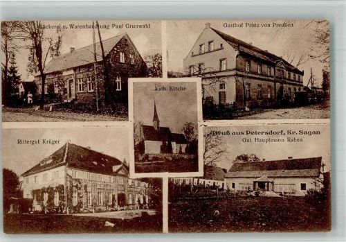 Petersdorf Piechowice BOAKC Gasthaus Prinz von Preußen Rittergut Krüger Gut Hauptmann Raben Kath. Kirche Geschäft