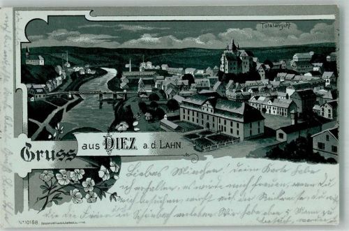Diez 1909 Lahn Lahnbrücke Nachtaufnahme