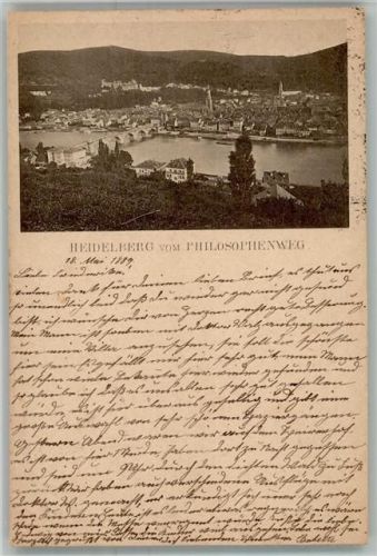 Heidelberg 1889 vom Philosophenweg Schloss