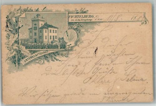 Fichtelberg 1889 Unterkunftshaus Lithographie