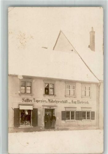 Bad Wurzach 1914 Foto AK Sattler-, Tapezier- und Möbelgeschäft Aug. Dieterich Winter Ort lt. Stempel