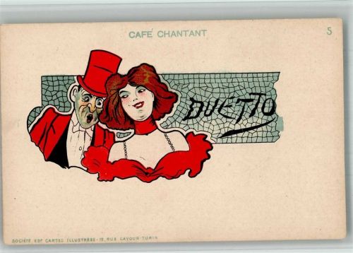 Torino 1899 Cafe Chantant Nr. 5 Jugendstil Duetto Werbung Lithographie