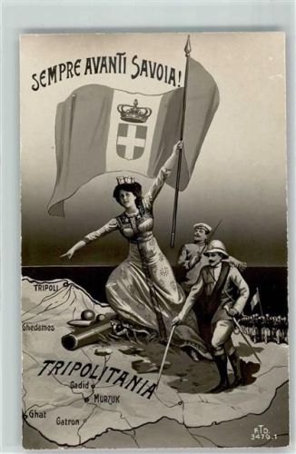 Sempre Avanti Savoia Propaganda Kolonien Besetzung von Lybien WK I