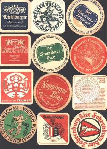 Diverse Bierdeckel aus Österreich , Lot mit 24 St , vereinzelt mehrfach
