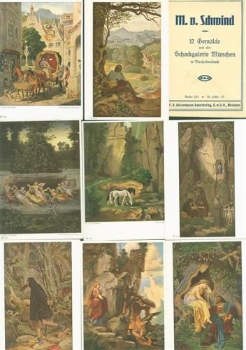 München Lot mit 12 AK Serie 213 Schackgalerie München Originalumschlag