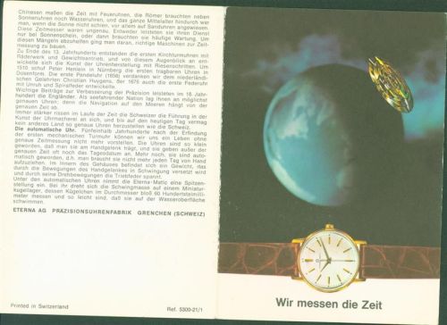 Grenchen Werbung Eterna AG Uhrenfabrik Armbanduhr Planet Stundenplan KEINE AK