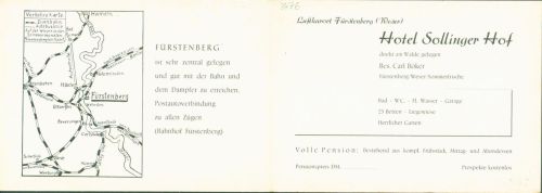 Fürstenberg Hotel Sollinger Hof Raddampfer Weser Klappkarte