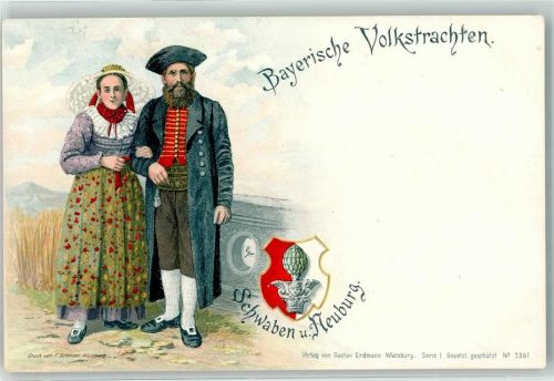 Neuburg Bayerische Volkstrachten Schwaben u. Neuburg Wappen