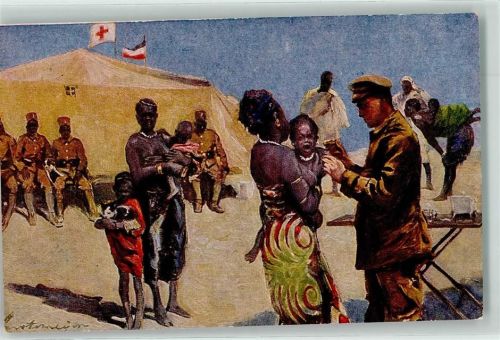 Jung Afrika wird geimpft sign. Fritz Grotemeyer Kolonial Krieger Spende