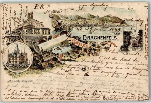 Drachenfels 1895 Vorläufer Drachenburg Zahnradbahn Ruine Drachenfels