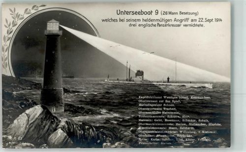 1914 Unterseeboot 9 Leuchtturm Besatzung unter Kommandant Weddingen