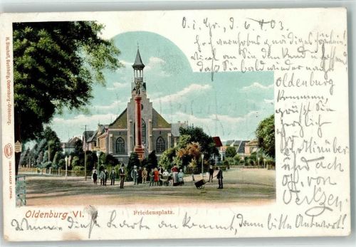 Oldenburg 1903 Friedensplatz Friedenskirche Friedenssäule