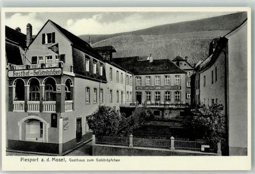 Piesport Gasthaus zum Goldtröpfchen Emailleschild D.K.V Kanu Station