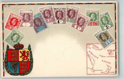 Wellington Briefmarken auf AK Wappen Ausstellung 1923 Sonderstempel
