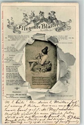 Zeitung Fotomontage Verlag der Fliegenden Blätter Künstlerkarte