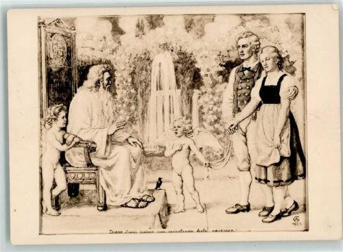 1935 Engel Diese zwei haben den verbotenen Apfel gegeseen - Religion