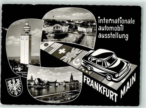 Frankfurt 1961 Werbung der IAA Henninger Turm