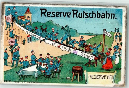 1912 Reserve-Rutschbahn Noch 300 Tage Richtung Heimat Verlag W. Steinberg No. 1045 Maschinenstempel