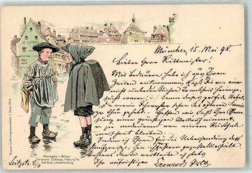 Verlag Elchlepp Elsass-Lothringer Karte Serie Nr. 9 Tracht Schulkinder AK Liebich C. 1898 Lithographie