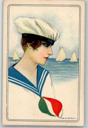 Italienische Frau im Matrosenkleid Künstlerkarte