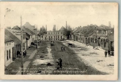 Bialla 1915 Trümmerort Feldpost WK I Winter