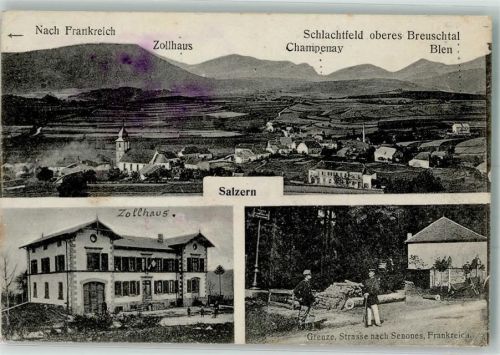 Senones Salzern Zollhaus Grenze Feldpost WK I 39. Bayer. Res.-Div. Westlicher Kriegsschauplatz 1916 Gebrauchsspuren